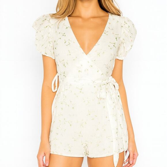 Majorelle Mikey Romper White with Floral Embroidery – Size Small - Picture 1 of 8